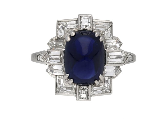 Art Deco cabochon sapphire diamond ring berganza hatton garden
