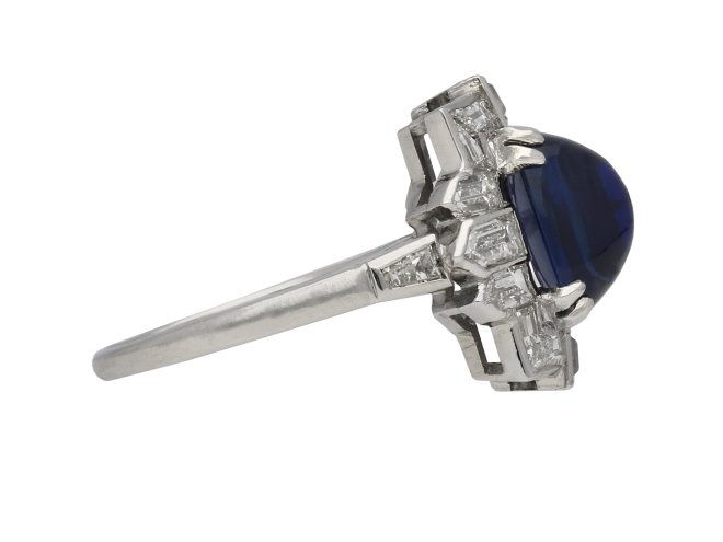 Art Deco cabochon sapphire diamond ring berganza hatton garden