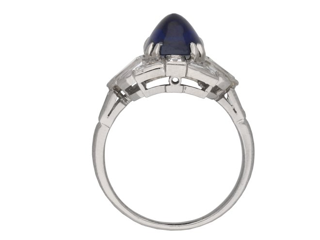 Art Deco cabochon sapphire diamond ring berganza hatton garden
