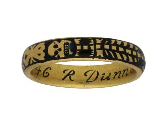 Georgian gold enamel skeleton ring berganza hatton garden