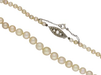 Edwardian natural pearl diamond necklace berganza hatton garden