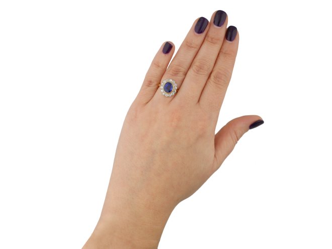 Burmese sapphire and diamond cluster ring berganza hatton garden