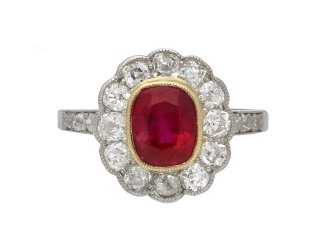 Edwardian Burmese ruby and diamond ring berganza hatton garden