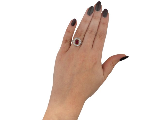 Edwardian Burmese ruby and diamond ring berganza hatton garden