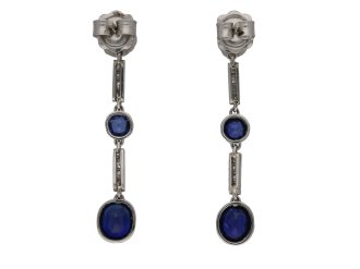 Edwardian sapphire and diamond earrings, circa 1915.