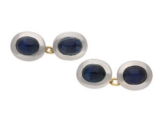 Antique cabochon sapphire cufflinks berganza hatton garden