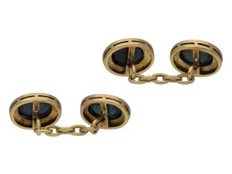 Antique cabochon sapphire cufflinks, circa 1920. 