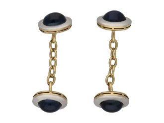 Antique cabochon sapphire cufflinks berganza hatton garden