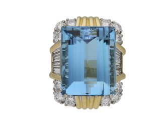 Vintage aquamarine diamond cocktail ring berganza hatton garden