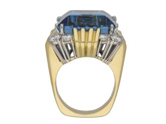 Vintage aquamarine diamond cocktail ring berganza hatton garden