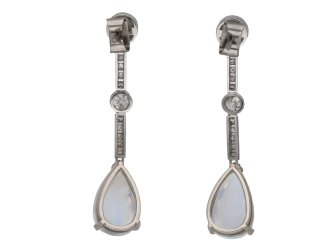 Moonstone and diamond drop earrings berganza hatton garden