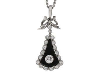 Art Deco diamond and onyx pendant berganza hatton garden