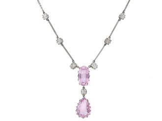 Antique kunzite and diamond pendant berganza hatton garden