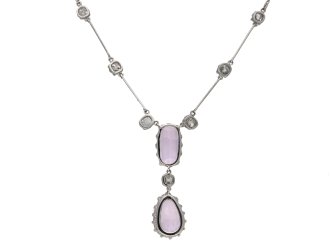 Antique kunzite and diamond pendant berganza hatton garden