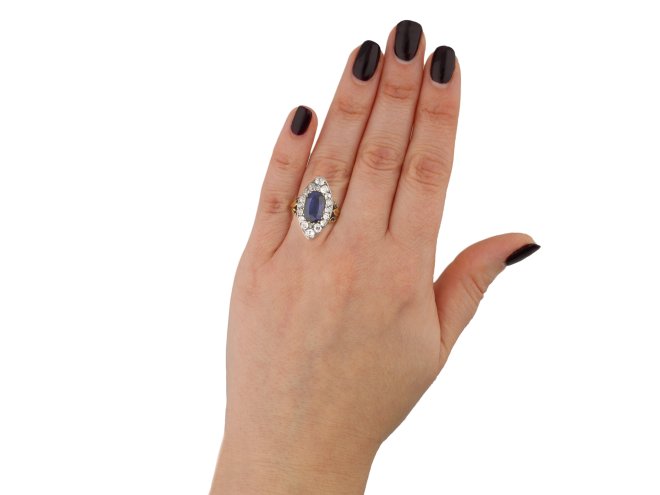 Victorian Ceylon sapphire and diamond ring berganza hatton garden