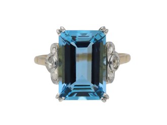Aquamarine and diamond ring, circa 1915.