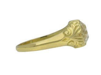 Old mine diamond carved solitaire ring, French, circa 1890. 