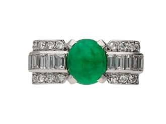 Art Deco cabochon emerald and diamond ring berganza hatton garden