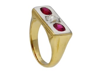 Art Deco Burmese ruby and diamond ring berganza hatton garden