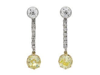 fancy yellow diamond drop earrings berganza hatton garden