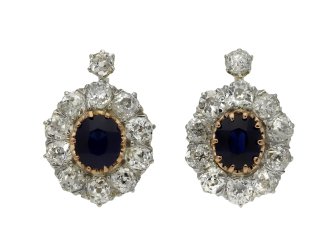 Edwardian sapphire diamond cluster earring hatton garden berganza