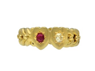 Victorian ruby diamond heart ring berganza hatton garden