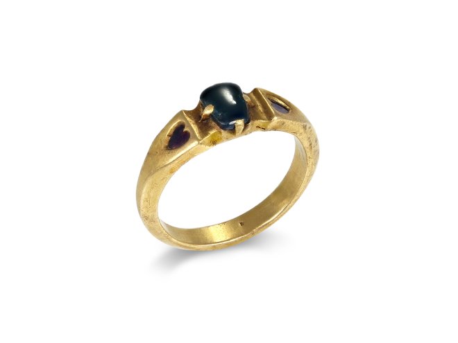 Medieval sapphire love ring, English, circa 1350 1550.