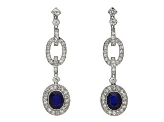 Burmese sapphire and diamond drop earrings hatton garden