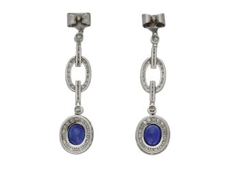 Burmese sapphire and diamond drop earrings hatton garden