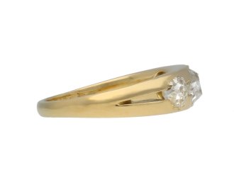 Old mine diamond three stone ring, English, circa 1900.