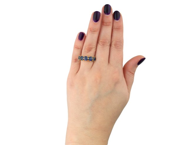 Sapphire five stone ring hatton garden