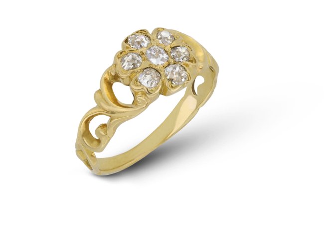 Victorian diamond coronet cluster ring, circa 1890.