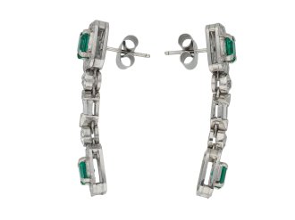 Art Deco emerald diamond drop earrings berganza hatton garden