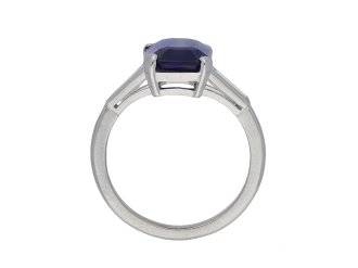 Sapphire and diamond flanked solitaire ring hatton garden