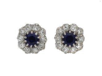 Burmese sapphire and diamond cluster earrings