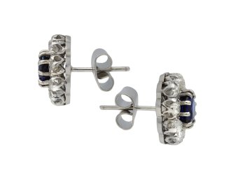 Burmese sapphire and diamond cluster earrings