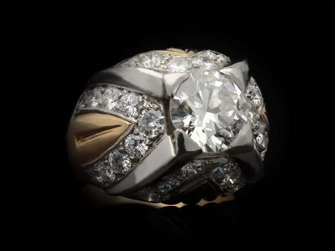 Diamond bomb&eacute; cocktail ring, French, hatton garden
