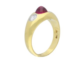 Vintage Burmese ruby diamond three stone ring hatton garden