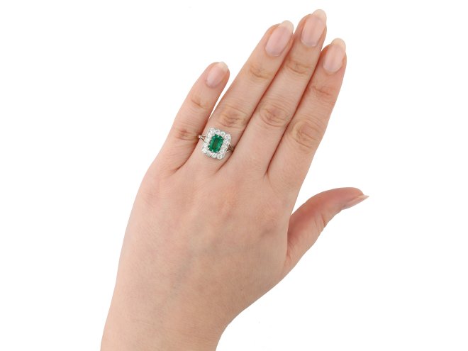 Colombian emerald and diamond cluster ring hatton garden