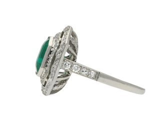 Art Deco Colombian emerald and diamond cluster ring hatton garden