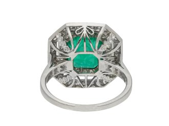 Art Deco Colombian emerald and diamond cluster ring hatton garden