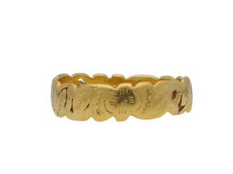 Vintage engraved wedding band, English, circa 1956.