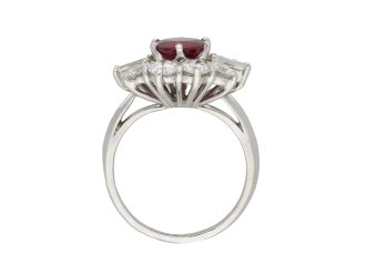 Ruby and diamond cluster ring hatton garden