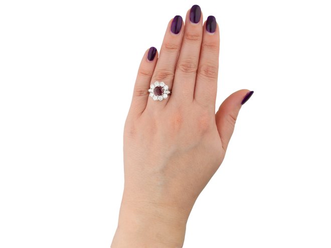 Ruby and diamond cluster ring hatton garden