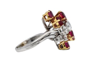 Chaumet Burmese ruby and diamond cluster ring hatton garden