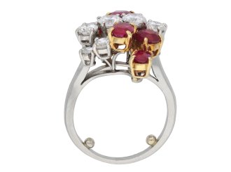 Chaumet Burmese ruby and diamond cluster ring hatton garden