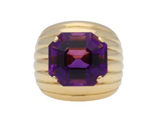 Amethyst cocktail ring, European, circa 1950.