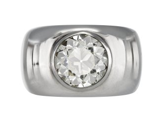 4.22 carat old cut diamond gypsy ring, circa 1980.