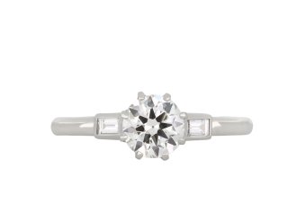 Art Deco diamond flanked solitaire ring, circa 1935 hatton garden