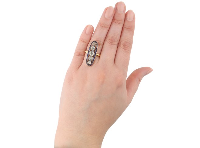 Diamond and sapphire cluster ring hatton garden